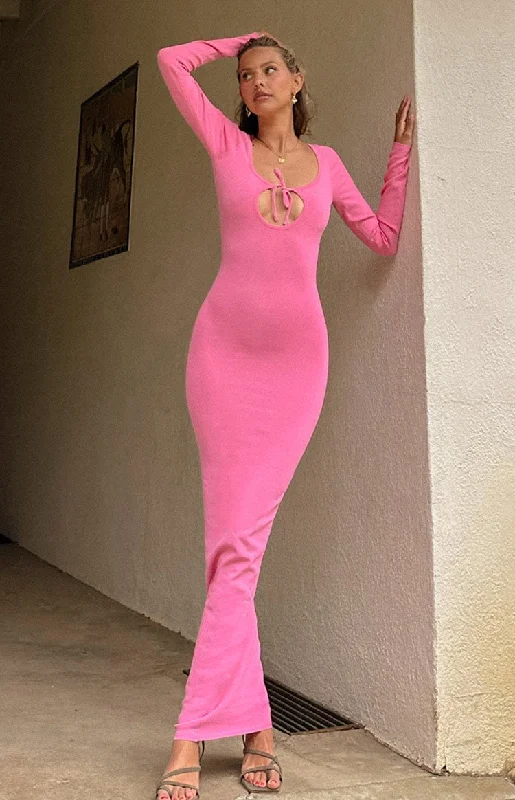 Kemper Pink Long Sleeve Maxi Dress