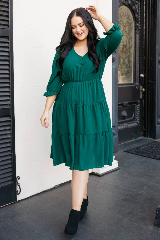 Coming To My Senses Dress, Hunter Green