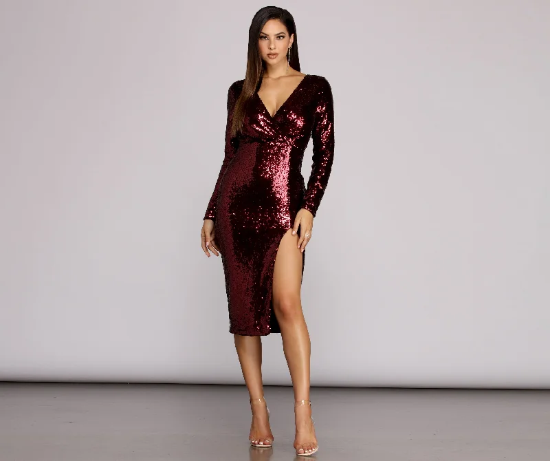 Linley Sequined Surplice Midi Dress