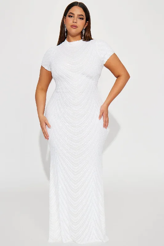 Meet On The Dancefloor Sequin Maxi Dress - White