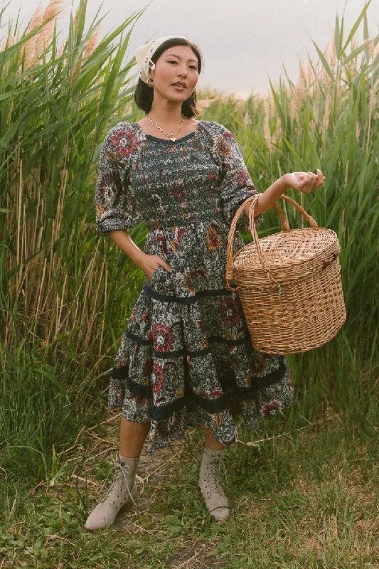 Roselyn Dress in Navy Floral