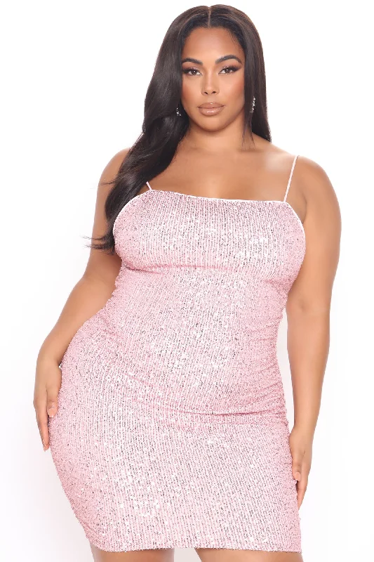 Shine Bright Sequin Mini Dress - Pink