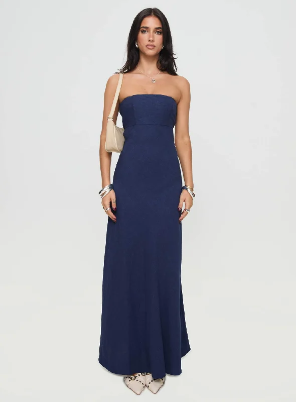 Yahir Strapless Maxi Dress Navy