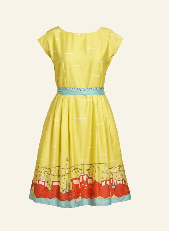 Beatrice Dress - Yellow Boats