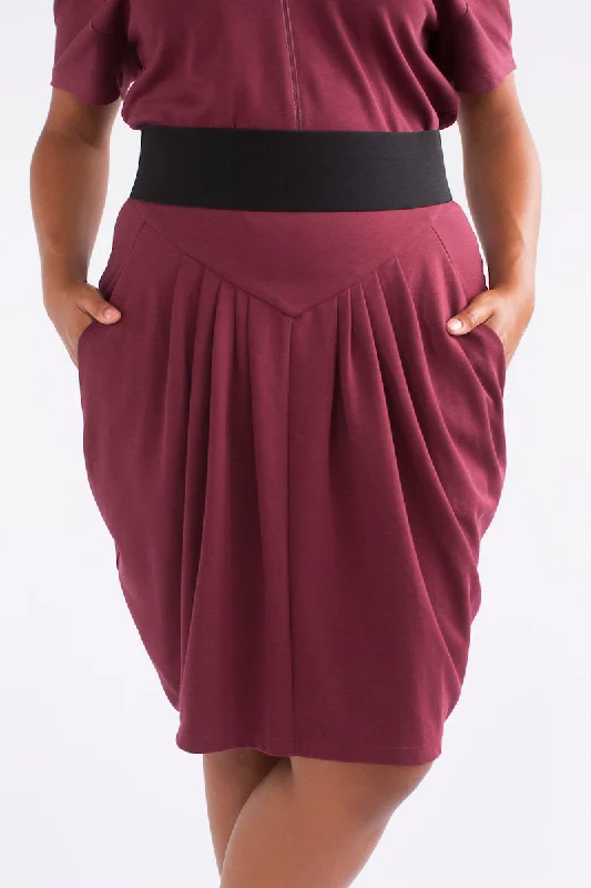 See Rose Go Pleated Skirt - Burgundy