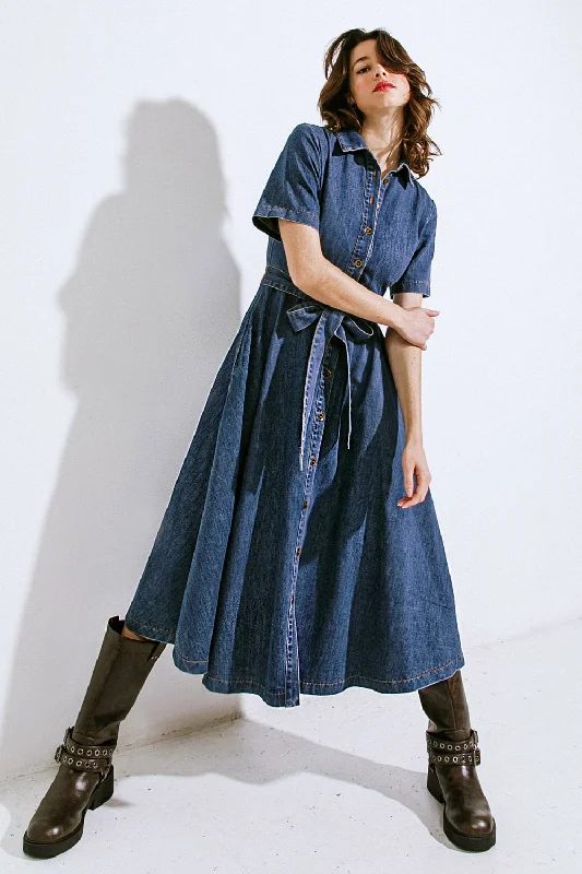 DAY IN THE LIFE DENIM MIDI DRESS